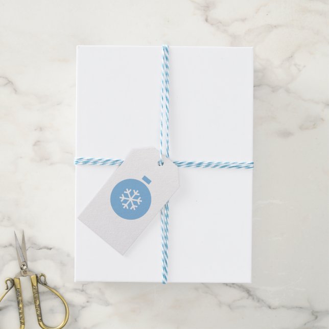 Blue Christmas Ball - Geschenketiketten Geschenkanhänger (Mit Garn)