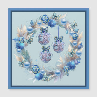 Blue Christmas Ball Wreath Magnetkarte