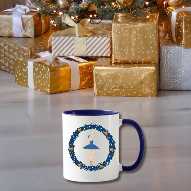 Blue Christmas Ballerina Tasse | Eleganter Urlaub (Von Creator hochgeladen)