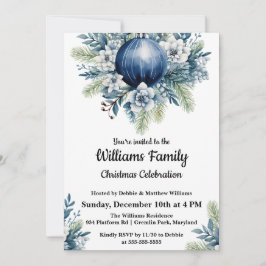 Blue Christmas Balls Invitation de fête de Noël