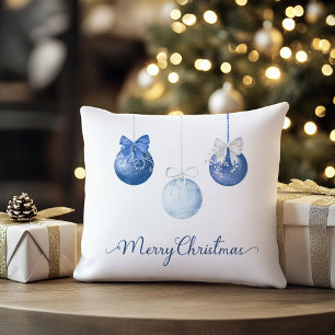 Blue Christmas Baubles Festival Kissen
