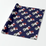 Blue Christmas Boston Terriers wrapping paper Geschenkpapier<br><div class="desc">add text or upload your own image</div>