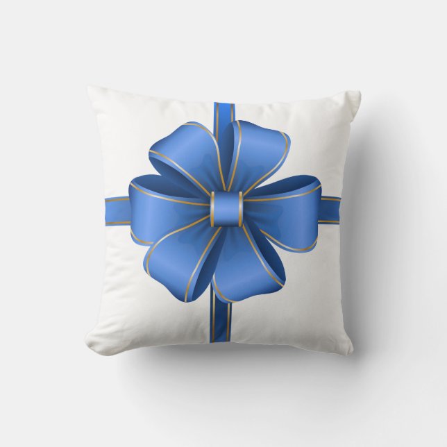 Blue Christmas Bow Kissen (Vorderseite)