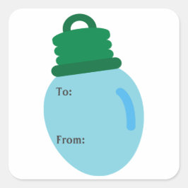 Blue Christmas Bulb Geschenksticker Quadratischer Aufkleber