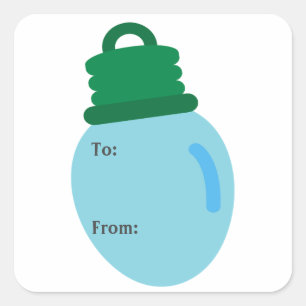 Blue Christmas Bulb Geschenksticker Quadratischer Aufkleber
