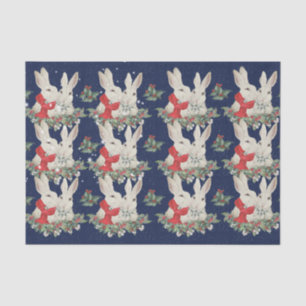 Blue Christmas Bunny Rabbits Snow Winter Whimsica Seidenpapier