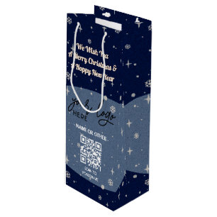 Blue Christmas Business Logo QR Snowflake Geschenktüte Für Weinflaschen