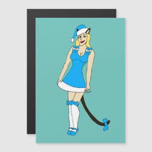 Blue Christmas catgirl Magnetkarte