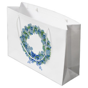 Blue Christmas Chinoiserie Wreath Tasche Große Geschenktüte