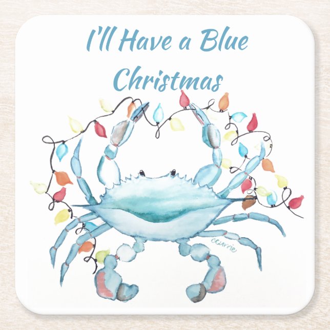 Blue Christmas Coasters Rechteckiger Pappuntersetzer (Vorderseite)