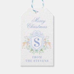 Blue Christmas Deh Wappen Monogram mit Name Geschenkanhänger