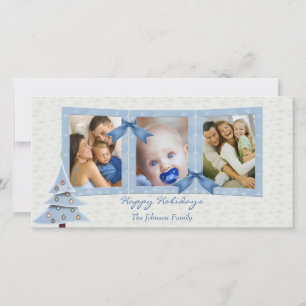 Blue Christmas Foto Card Feiertagskarte
