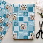 Blue Christmas Foto mit Whimsical Type Geschenkpapier Set<br><div class="desc">Verwenden Sie 2 quadratische Bilder,  um ein einzigartiges und trendiges Happy Holiday Mento zu machen. Fügen Sie zuerst Text und Fotos hinzu.</div>