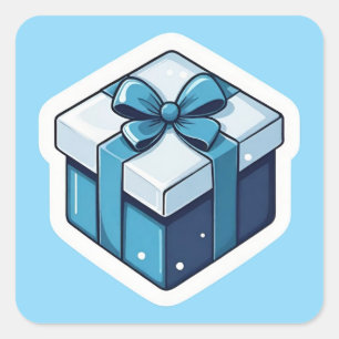 Blue Christmas Geschenk Quadratischer Aufkleber