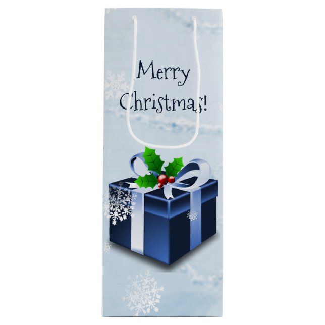 Blue Christmas Geschenk Wein Geschenktasche Geschenktüte Für Weinflaschen (Vorderseite)