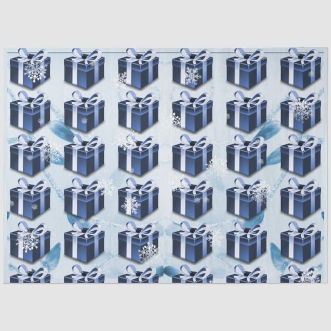 Blue Christmas Geschenkpapier Seidenpapier (Vorderseite)
