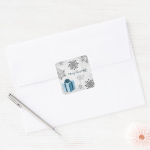 Blue Christmas-Geschenksticker Quadratischer Aufkleber