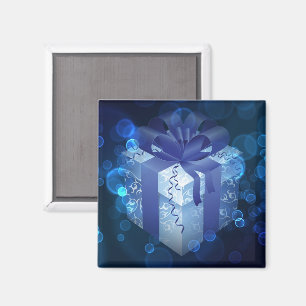 Blue Christmas Gift Magnet