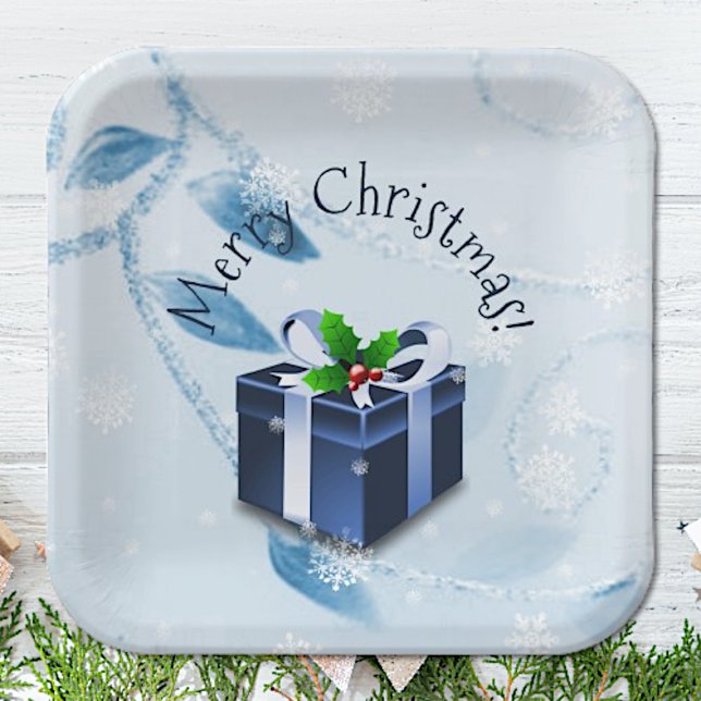Blue Christmas Gift Paper Plate Pappteller (Blue Christmas Gift Paper Plates)