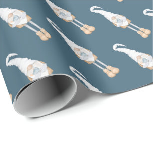 Blue Christmas Gnome Weihnachtsfeiertag Geschenkpapier