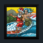 Blue Christmas Hawaiian Surfing Santa Illustration Schmuckschachtel<br><div class="desc">In dieser humorvollen Urlaubsanschauung nimmt der Weihnachtsmann die Wellen am Waikiki Beach ein, mit Diamond Head in der Ferne. Und während der Weihnachtsmann zehn an seinem eigenen Surfbrett hängt, fängt er eine Meerjungfrau in seinem treuen Sack. Dieses Design ist auf einer Vielzahl von Produkten für die Zuhause und Bekleidung für...</div>