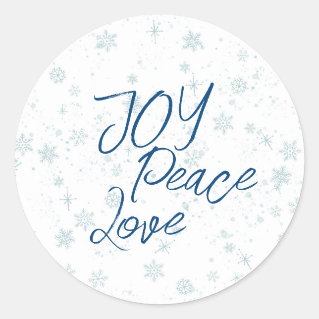 Blue Christmas Holiday Joy Peace Liebe Runder Aufkleber (Vorderseite)
