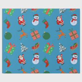 Blue Christmas Icons Geschenkpapier