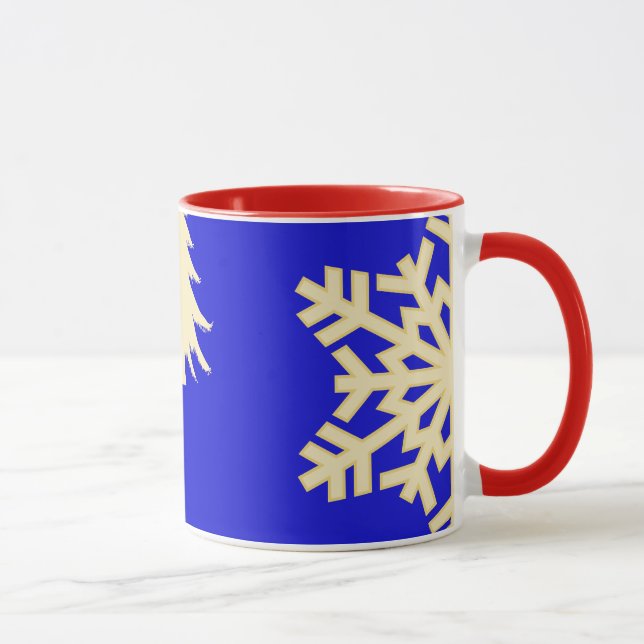 Blue Christmas mit Cream Snowflakes Tasse (Rechts)