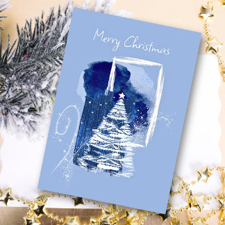 Blue Christmas Multi Foto Collage Dreifach Gefaltete Urlaubskarte