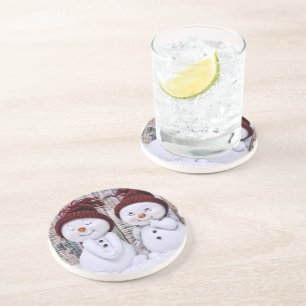 Blue Christmas Niedlich Snowman Getränkeuntersetzer
