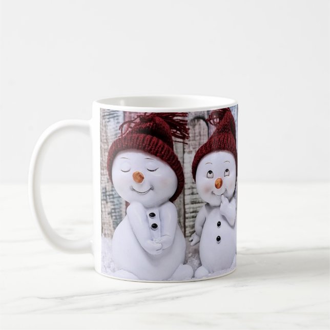Blue Christmas Niedlich Snowman Kaffeetasse (Links)