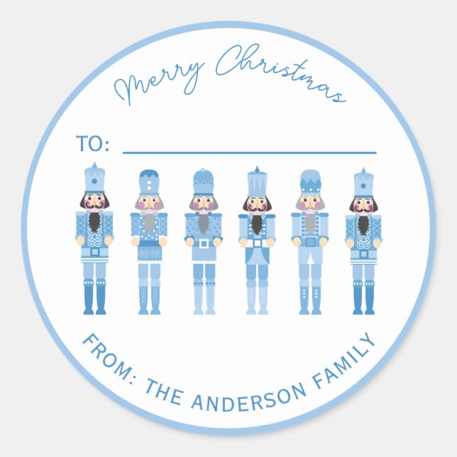BLUE CHRISTMAS NUTCRACKER GIFT STICKER (Vorderseite)