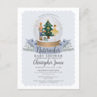 Blue Christmas Nutcracker Knabe Baby Dusche einlad