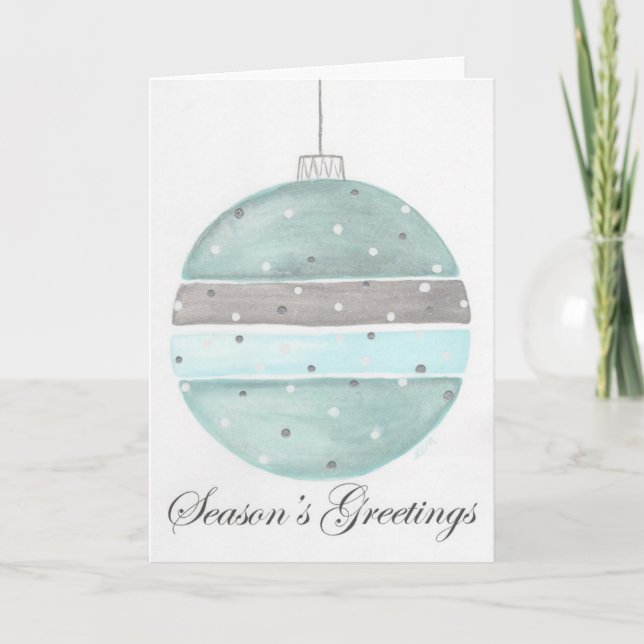 Blue Christmas Ornament Karte (Vorderseite)