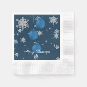 Blue Christmas Ornament Paper Napkin Serviette