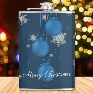 Blue Christmas Ornaments Holiday Flask Flachmann