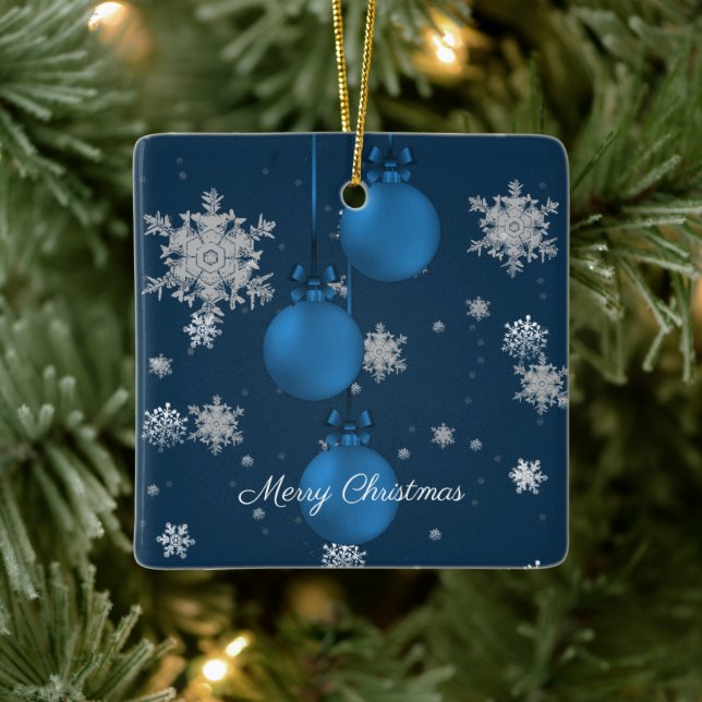 Blue Christmas Ornaments Keramik Ornament (Baum)