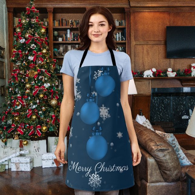 Blue Christmas Ornaments Schürze (Blue Christmas Ornaments Apron)