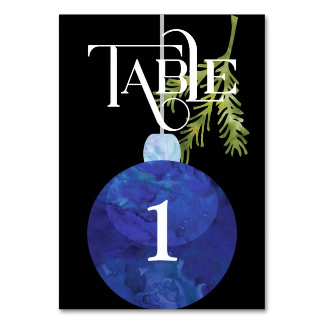 Blue Christmas OrnamentWedding Empfang Tischnummer (Vorderseite)