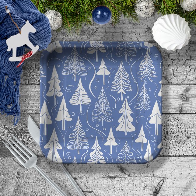 Blue Christmas Pattern#6 ID1009 Pappteller (Von Creator hochgeladen)