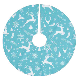 Blue Christmas Pattern Polyester Weihnachtsbaumdecke