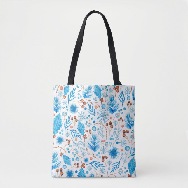 Blue Christmas Pattern Tasche (Vorderseite)