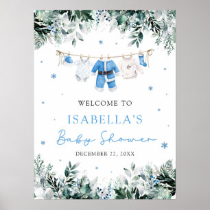 Blue Christmas Santa Baby Babydusche Begrüßungszei Poster