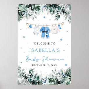 Blue Christmas Santa Baby Babydusche Begrüßungszei Poster