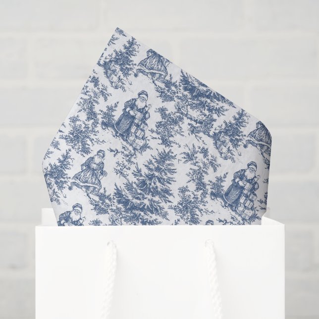Blue Christmas Santa Toile Seidenpapier (Geschenktüte)