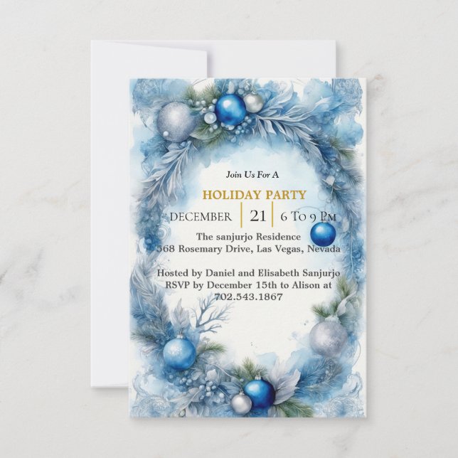 Blue Christmas Serenade: Passen Sie Ihren Ton an Einladung (Vorderseite)