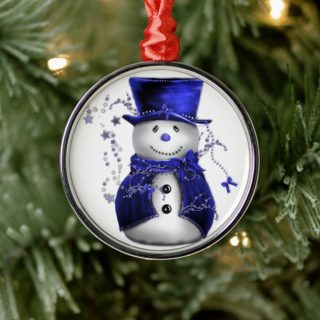 Blue Christmas Snowman Ornament Aus Metall (Baum)