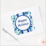 Blue Christmas Stickers<br><div class="desc">Ein blaues Farbschema schmückt diese Happy Holidays Aufkleber. Verwenden Sie diese Aufkleber auf Geschenken, Handwerk, Umschläge, Geschenktaschen, etc... .Das Design stammt aus der Originalkunst.</div>
