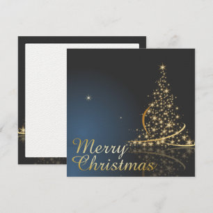 Blue Christmas Thema mit goldenem Weihnachtsbaum Einladung