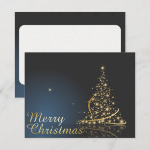 Blue Christmas Thema mit goldenem Weihnachtsbaum Einladung
